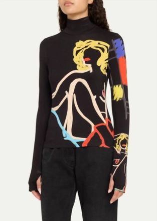 Alice & Olivia Delaina Long-Sleeve Turtleneck Top In Natural Beauty