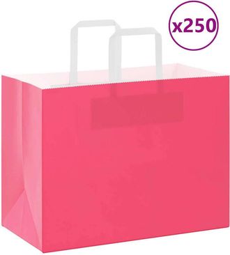 vidaXL Bolsas De Papel Con Asas 250 Uds Rosa 32x17x25 Cm Vidaxl