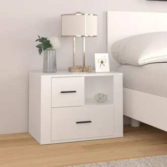 vidaXL Vidaxl - Mesita De Noche Madera Contrachapada Blanco 60x36x45 Cm
