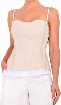 Jonathan Simkhai Cayden Linen Bustier Top In Sand Multi