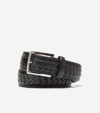 Cole Haan Mens Woven Inlay Leather Belt - Black Size 32