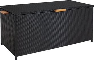 Sunnydaze 75-Gallon Indoor/Outdoor Wicker Storage Deck Box With Hinged Lid