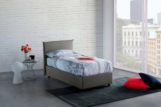 Dmora Dmora - Cama Individual Daugell, Cama Contenedor Con Revestimiento De Tela, 100% Made In Italy, Apertura Lateral, Con Colch&oacute;n Cm 80x190 Incluido, Gris