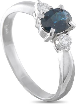 Luxury Bazaar Platinum 0.14 ct Diamond and 0.88 ct Sapphire Ring MF28-010226