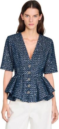 Sandro Sequinned jacket in Navy Blue at Nordstrom, Size 40 Eu