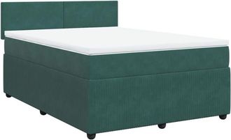 vidaXL Vidaxl - Cama Box Spring Con Colch&oacute;n Terciopelo Verde Oscuro 160x200 Cm