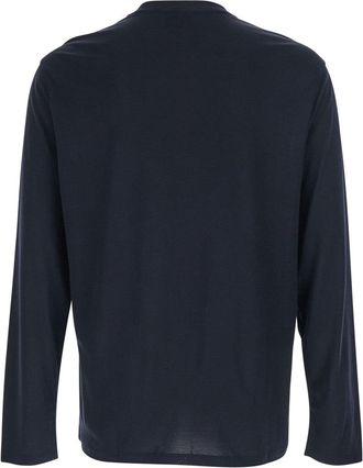 Emporio Armani Mens T-Shirt Blue Cotton-Blend Lyocell T-Shirts And Polos