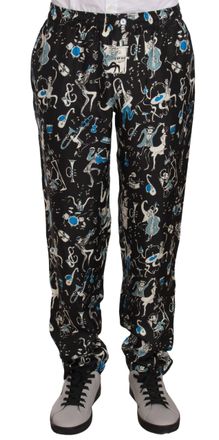 Dolce & Gabbana Musical Instrument Print Silk Lounge Pants - Black