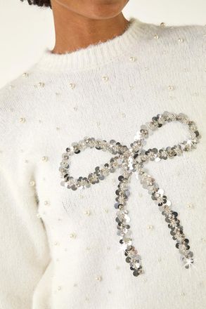 Roman Embellished Bow Front Knit Jumper