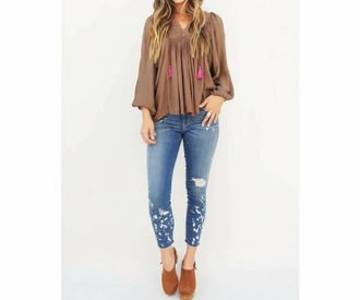 Blue Boheme Dalhia V-Neck Tunic In Chocolate