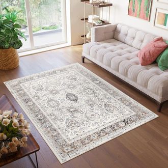 Tapiso Alfombra de polipropileno en marr&oacute;n, gris y crema 140x200 cm