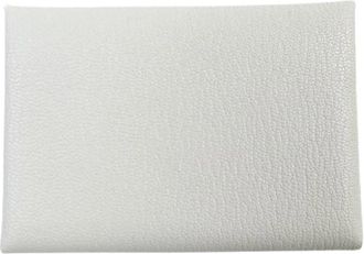 Herm&egrave;s Pre-owned Calvi duo Coin Case - Dames - Vintage Accessoires - Grijs - ONE Size - Leer - Vintage