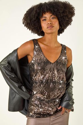 Roman Sequin V-Neck Vest Top