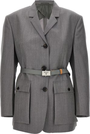 Prada Grey Single Breasted Blazer