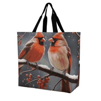 Generic Cute Cardinal Birds Carry Bag Handle Tote Bag Portable Handbags For Travel Camping Daily Use