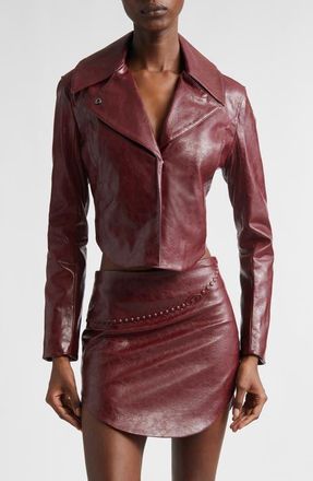 Diesel G-Ameck Faux Leather Crop Jacket in Bordeaux at Nordstrom, Size 42