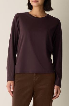 Eileen Fisher Organic Cotton Long Sleeve T-Shirt in Cassis at Nordstrom Rack, Size X-Large