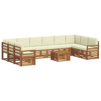 vidaXL Conjunto De Sof&aacute;s De Exterior Con Coj&iacute;n 11 Pcs Natural Y Crema Vidaxl