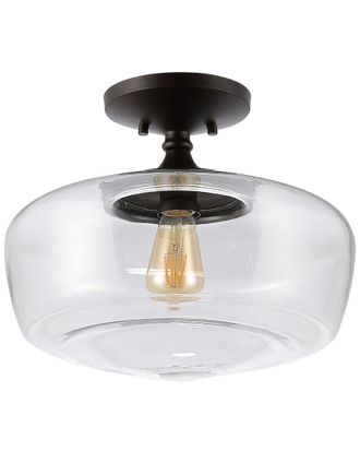 Jonathan Y Designs Jonathan Y Marfa 14 Glass Iron Farmhouse Modern Led Flush Mount