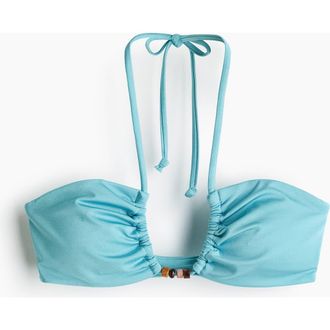 H&M Padded Halterneck Bikini Top in Turquoise at Nordstrom, Size X-Large