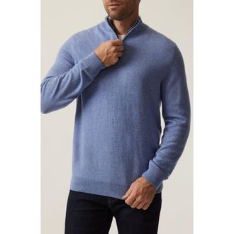 34 Heritage Cashmere, Silk & Wool Quarter Zip Sweater in Skipper Blue at Nordstrom, Size Medium