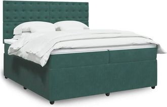 vidaXL Vidaxl - Cama Box Spring Con Colch&oacute;n Terciopelo Verde Oscuro 200x200 Cm
