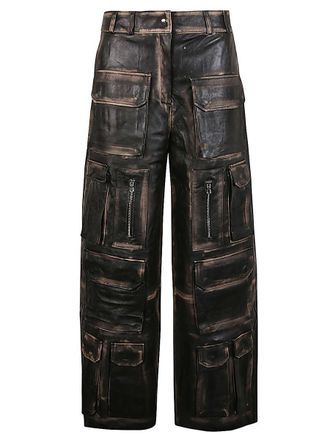 FERMAS Fermas. Club Leather Cargo Trousers