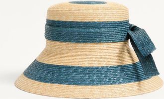 Valentino Garavani Cappello Bucket VLogo Signature In Paglia Donna NATURALE/BLU 55