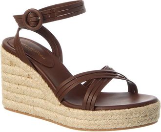 Gianvito Rossi Lianne Beach 70 Leather Wedge Sandal