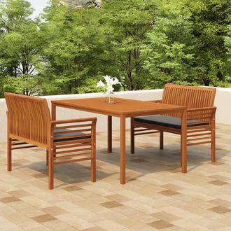 vidaXL Set Comedor De Jard&iacute;n 3 Pzas Y Cojines Madera Maciza De Acacia Vidaxl