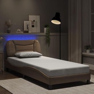 vidaXL Vidaxl - Estructura De Cama Con Led Cuero Sint&eacute;tico Capuchino 90x190 Cm