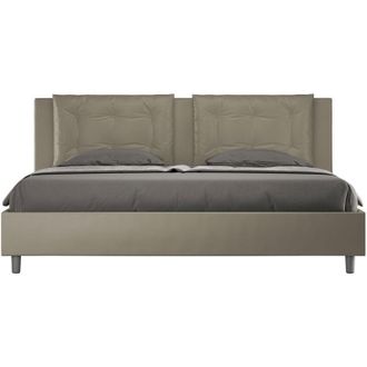 Les Tendances Letto Matrimoniale King size rivestito in Similpelle - annalisa - Tipologia Letto: Senza Rete - Dimensione Rete: 180x200 - Colore: Cappuccino
