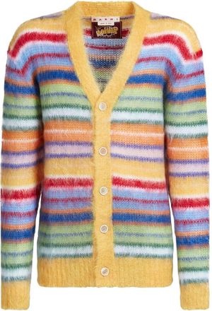 Marni striped buttoned-up cardigan - men - Polyamide/Mohair - 48 - Yellow