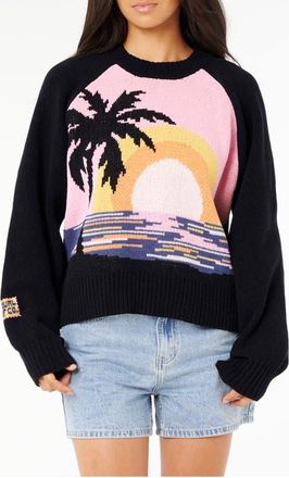 Rip Curl Paradise Graphic Knit Sweater in Black at Nordstrom, Size X-Large