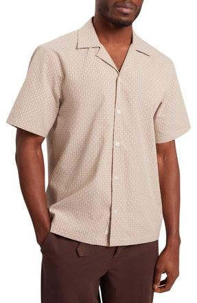 Ted Baker Merrick Geo Print Cotton Camp Shirt in Beige at Nordstrom, Size 4