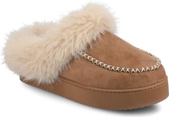 Journee Collection Taran Faux Shearling Lined Slipper in Chestnut at Nordstrom Rack, Size X-Large
