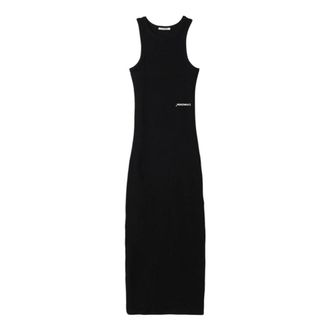 Hinnominate Midi Dresses, female, Black, Size: XS Vestito lungo costine smanicato