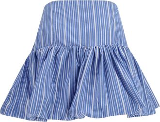 Ganni Womens Striped Mini Balloon Skirt Nouvean Navy Cotton
