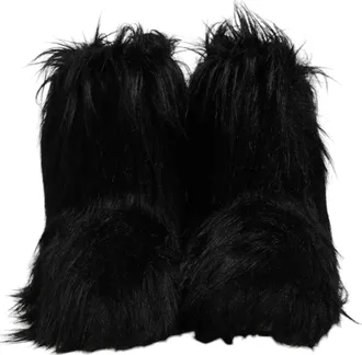 Dolce & Gabbana Black Faux Fur Mid Calf Boots Mens Shoes