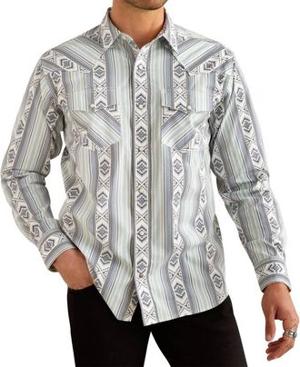 Ariat Mens Heller Retro Snap Long Sleeve Shirt In Blue
