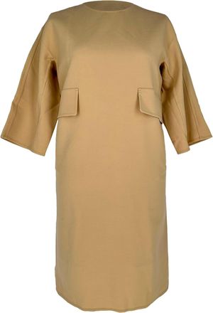 Max Mara Chieti Cr&ecirc;pe Mini Dress in Tan Wool