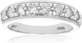 Vir Jewels 1/2 cttw Diamond Wedding Band For Women, Milgrain Diamond Wedding Band in 14K White Gold Prong Set