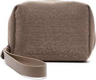 Brunello Cucinelli beaded clutch bag - women - Calf Leather/Fabric - OS - Brown