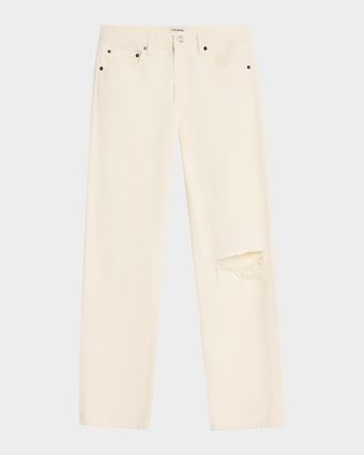 Frame Denim Men & apos;s Ripped-Knee Straight Leg Five-Pocket Jeans