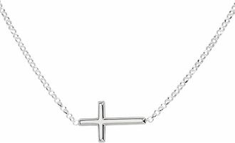 White Label Womens Tiny Cross Necklace In Silver
