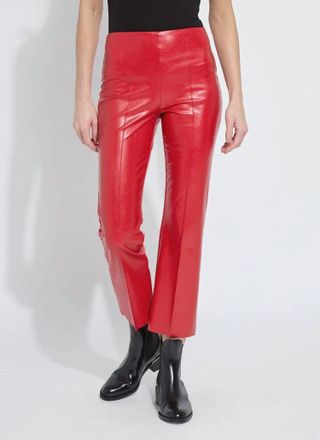 Lyss&eacute; Elysee Vegan Leather Ankle Pants In Extra Ordinary Red