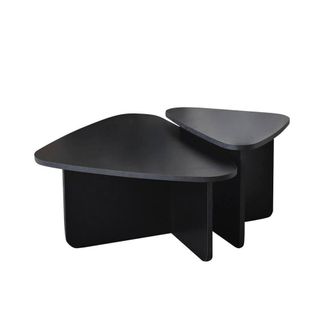 Calicosy Set Of 2 Triangular Coffee Tables With Rounded Edges, 90Cm X 60Cm - B in Black | Size: 2 Person