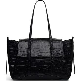 Radley London The Chancery - Faux Croc Medium Flapover Shoulder Bag in Black at Nordstrom