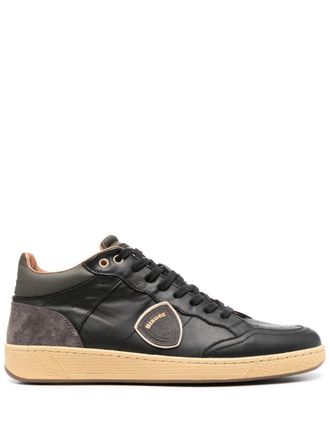 Blauer logo-patch lace-up sneakers - men - Calf Leather/Fabric/Fabric/Calf Leather/Rubber - 42 - Black