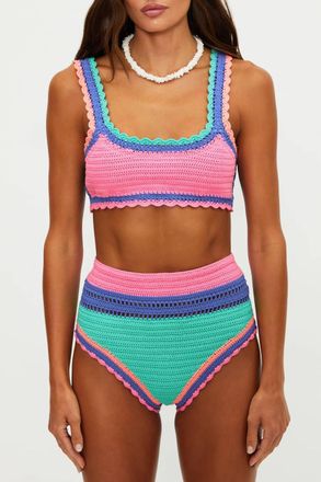 Beach Riot Andy Bikini Top In Sea Breeze Crochet